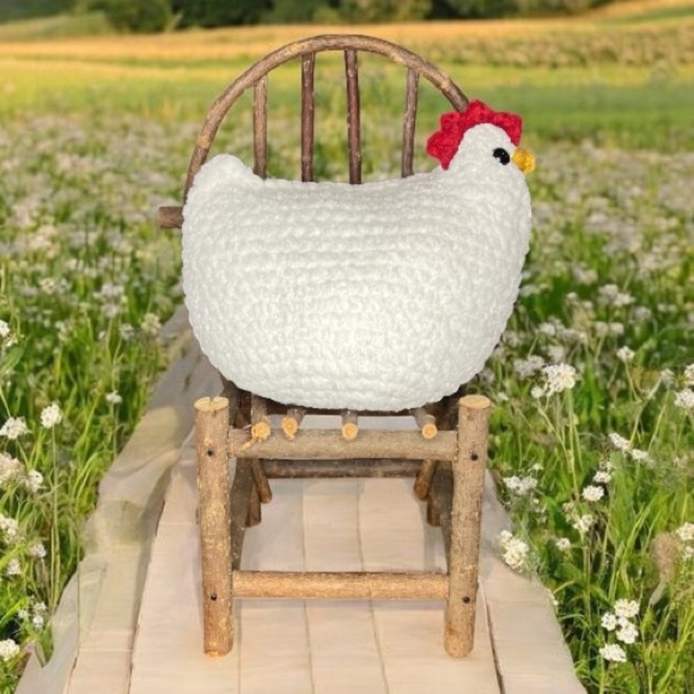 HANDMADE Crochet White Small Stuffed Chicken
